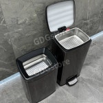 스텐 쓰레기통 퇴수통 편의점 은색 돌출 세트 25L 커피숍 다도 실용적인 40L 수거 1 은색 : BELLEPORT