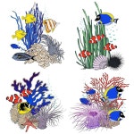 밑 변기 4PCS 셀프 접착 컬러풀 라이프 뚜껑 데칼 DIY 탈착식 물고기 해초 산호 스티커 수조 욕실 WC 화장실 전원 스위치 홈 데코... 