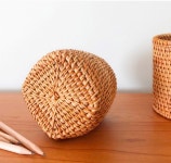 빈티지 라탄 다용도 꽂이 연필통 브러쉬통 빗통 인테리어 펜정리함 : 보 울