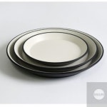 리우미 블랙화이트 멜라민 접시 2호 업소용그릇 파스타볼 한식그릇 업소용접시 양식 : 리우미