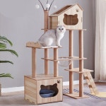 먼치킨 캣타워 낮은 켓타워 고양이 애완묘 캣폴 책장형 공간박스 스크레쳐 투명해먹 1 M013 : 파랑마루상회