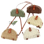 여성 크로스백 스타일 가방 반원형 미니 크로스바디 여름 코디 로프 밀짚 캐주얼 지갑 패션 라탄 비치 룩 데이트 : FEELINGMALL