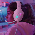 아이리버 노이즈캔슬링마이크 레인보우 LED USB 게이밍 헤드셋 EQwear-G7H 핑크 : 아이리버 대리점 이큐웨어