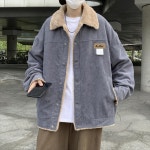 남자 재킷 코듀로이 코튼 남성 아메리칸ST 트렌디 플러스 벨벳 두꺼워진 커플 상의 가을 겨울 라펠 캐주얼 코트 아우터 간절기 외투 남친... 