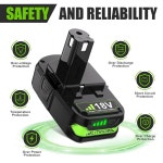 Ryobi 18v P107 P117 P118 P108 P104 P105 P103 용 업그레이드된 3800mAh 18V 리튬 이온 교체 배터리 및 충전기, ONE+ 무선 도구, 2팩... 