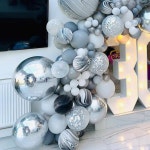 금속 실버 화이트 풍선 블랙 126PCS 볼 년대 silver 1 Style YT 1301벌룬체인세트 티블루계열 : tory mall8