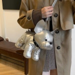 여성 PU 강아지 크로스 토트 가방 데일리 숄더백 은색 : y.market