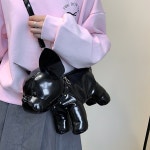 여성 PU 강아지 크로스 토트 가방 데일리 숄더백 은색 : y.market