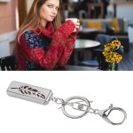 스테인리스 스틸 열쇠고리 아로마테라피 에센셜 오일 디퓨저 속이 빈 잎 패턴 펜던트 키 (G0304) : 아트소울z