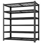 리지우 홈 6단 금속 선반 유닛, 조절 가능한 수납 선반, 창고, 지하실, 주방, 식료품 저장실, 거실, 블랙(6T 84 55 24)을 위한 84인치 H x... 