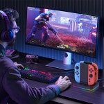스위치독 미니독 스위치 2  JoyCon 용 RGB 조명 충전 스테이션  4개 용 고속 충전 정리함 : 모던센스몰