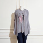 포라리 프린트장식 블라우스 무지 가디건 앙상블 (2colors) L125010 : NC송파 포라리