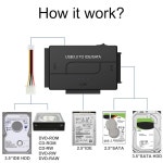 USB 3.0 to IDE SATA 컨버터, 범용 2.5 3.5 IDE용 외장 하드 드라이브 리더 및 HDD SSD 디스크, 12V2A 전원 어댑터 포함 울트라 리커버리... 