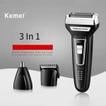 Kemei 다기능 방수 3 In 1 그루밍 키트 커터 헤드 USB 남성 면도기 코 트리밍 전기 KM-6558 : 에스디 물산
