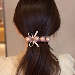 인디핑크 왕진주머리핀 반묶음 리본자동핀 러블리헤어핀 : 말랑말랑잡화점
