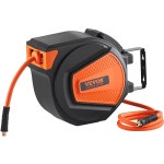 VEVOR 리트랙터블 호스 릴, 50피트 벽걸이 180 리트랙터블 에어 에어 회전 65피트 브래킷 호스 x 하이브리드 맥스 300PSI 호스 및 5/8인치... 