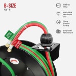 RX WELD 토치 호스 B 릴 되감기식, 1/4인치 x 피팅 포함 9/16 -18 아세틸렌 옥시 호스 50피트, 자동 : 더안다10