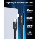 케이블 매터스 40GBPS 240W 충전 90도 썬더볼트 가능 호환 비디오 8K USB : 토탈이커31