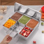 식당 사각 양념 세트 5개 304 4격자 배식 반찬 업소용소스통 넓은입구 수납 스틸 : 코코-딜