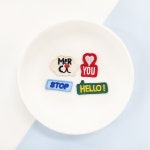 레터링 미니 와펜 4종 메르시 러브 하트 러브유 스톱 헬로 : 도도하라 온라인