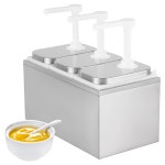 살라둘스 6L 소스 디스펜서 펌프 스테인리스강 조미료 스테이션 21쿼트 병 3개 포함 2L 3 Jars : 테이트샵