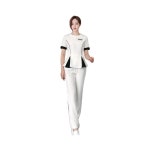 마사지샵 관리실 근무복 상담복 피부샵 병원데스크 미용 인포 미용실 작업복 단체복 상담실 직원 호텔 실장 유니폼 화이트 S : 보라몰리