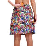 코랄히 20인치 여성용 무릎 길이 스커트, 지퍼 포켓이 있는 하이웨이스트 테니스 운동 스커트 Navy Blue Flower Large : 딜리고픽업