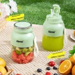 2600MAH 주스컵 3L USB 이중뚜껑 충전 가정용 휴대용 무선 싱글컵 믹서기 1 cup 2 lids 220V : 현우39