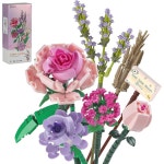 미니 핑크 장미 세트 선물 빌딩 라벤더 블록 장식 키트 부케 547PCS 기념일 상자 Bouquet with Box : 포포의 보물창고