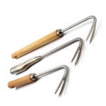 잡초제거 도구 호미 야채 톱니 .풀뽑는 뽑는 작은 삼지창 제초용 다용도 농업용 인체공학적 너도밤나무거적기 : GIODANO