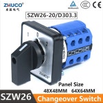 SZW26 회전 스위치 제어 3상 64X64 LW26 48X48MM 마운트 패널 ZHUCO 위치 20 나사 전환 12 D303.3 1 0 2 48X48mm : 머시마켓13호점
