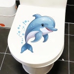 블루 돌고래 자체 PVC 탈착식 스티커 뚜껑 변기 장식 가능한 욕실 데칼 접착 재사용 MT269 10cm Longest side : 현우39