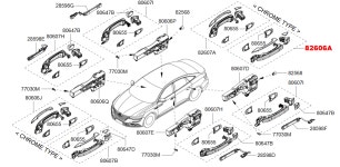 SM6 크롬 핸들 뒤 좌 도어 아우터 - 키트 826060096R : 삼성부품