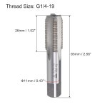 uxcell G1/4-19 파이프 나사산 탭, 기계 나사산 탭, 오른손, HSS 코팅되지 않은 스트레이트 플루트, H2 내성 G1/8-28 : 모드리삼