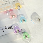12PCS 멀티 컬러 클립 세트 메모 파일 잡지 가정용 F7835에 미니 투명 홀더 종이 Blue Pink set : 모현스토어