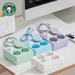 러그박스 납작 머리 멀티탭 플러그 디자인 고용량 인테리어 멀티 콘센트 사각 미니 50cm : 파파몬