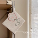 [다도 티 매트] 예향원 고급 린넨 자수 다기 받침 찻잔 받침 2개 세트 E-10521 : 예향원