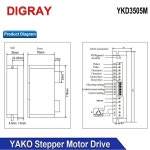 DIGRAY YAKO 스테퍼 모터 드라이버 YKD3505M 3상 42 86mm NEMA 17 34 모터용 전류가 5 7A 미만입니다 20 50V : 청백 보부상