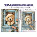 우슬레타이오 다이아몬드 아트 키트, 강아지 페인팅 DIY 5D 풀 드릴 현재 가정용 벽 장식용 보석 및 공예품 12X16 lnch G7608-US : 헬로픽스토어