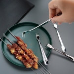 꼬치 포크 갈퀴 실버 휴대용 일반형 두께 양꼬치 디저트 꼬치포크 도구 분할 얼음 자연색 원색 4개입 : 스마1