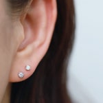 14K 18K 랩다이아몬드 3mm 솔리테어 1부 미니멀 피어싱 귀걸이 : By Gentti
