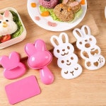 만화 고양이 토끼 주먹밥 틀 세트 어린이 도시락 DIY 일본식 김밥 도구 케이크 실리콘 프레스 얼음 : 쿠쿠스토어9