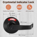 크리스탈 메탈 개인정보 보호 표시 레버 , 욕실용 도어 핸들 점유, 상업용 등급, 레스토랑, 오피스 빌딩, 병원, 매트 블랙 Matte Black... 