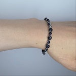 리토 마블 블랙 원석 팔찌 써지컬 남자 여자 커플 여름 패션 옥 팔지 : RITO