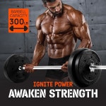 Yes4All 탈착식 50LB 바벨 웨이트 세트, 다이아몬드 너들 손잡이가 있는 스트레이트 바, 홈 헬스장 근력 운동용 벤치 프레스, 비셉 : 시원샵C