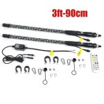2PCS 3FT/90cm LED 채찍 빛 RGB 깃대 램프 오프로드 모래 레일/버기 ATV/UTV에 한 여러 가지 방수 12V : 베스트321엘