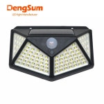 PIR 모션 센서 태양광 벽 조명 정원 에너지 램프 야간에도 항상 켜짐 야외 가로등 4 면 100LED 3 가지 모드 : 젠하트