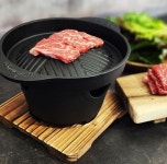 바르토 무쇠 다용도 원형 미니화로 그릴+목판받침포함 : 바르토샵