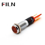 FILN 8mm 표시 등 12V-24V 220V 2pin 방수 빨간색 노란색 파란색 녹색 흰색 led 금속 신호 램프 : 바이셀에이트세븐