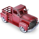 루스비원 금속 트럭 장식, 팜하우스 장식용 테이블탑 보관 및 픽업 화분, 12.5인치 x 5.75인치 6.25인치(빨간색) Green : 모드리프칠